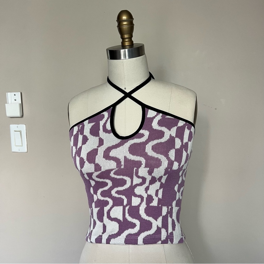 Knit Swirl Halter Tank Top